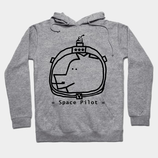 Space Pilot Pig Portrait Minimal Line Drawing Hoodie by ellenhenryart